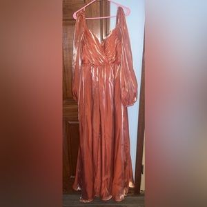 Burnt Orange Lantern Sleeve Formal Dress, Size Large(8/10)
